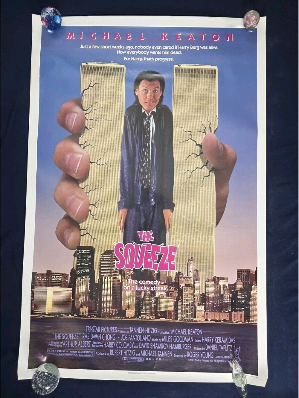 THE SQUEEZE Original One Sheet Movie Poster 1987 MICHAEL KEATON - ROLLED 27x41